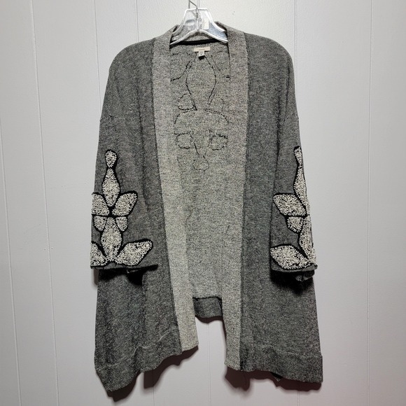 Ecote Sweaters - Ecote Gray Embellished Open Front Cardigan Sweater Women's Size S